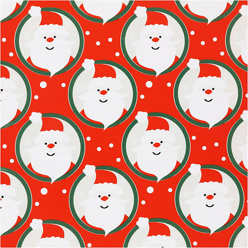 Papel de regalo Creativ Company, Papá Noel, A: 50 cm, 80 gr, rojo, 100 m 1 rollo