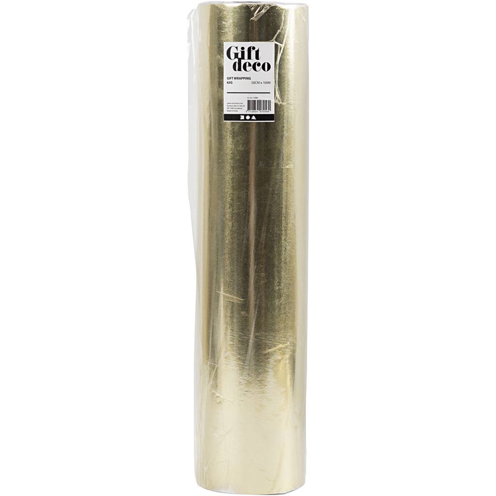 Creativ company gift wrapping paper, W: 50 cm, 65 gr, gold, 100 m 1 roll