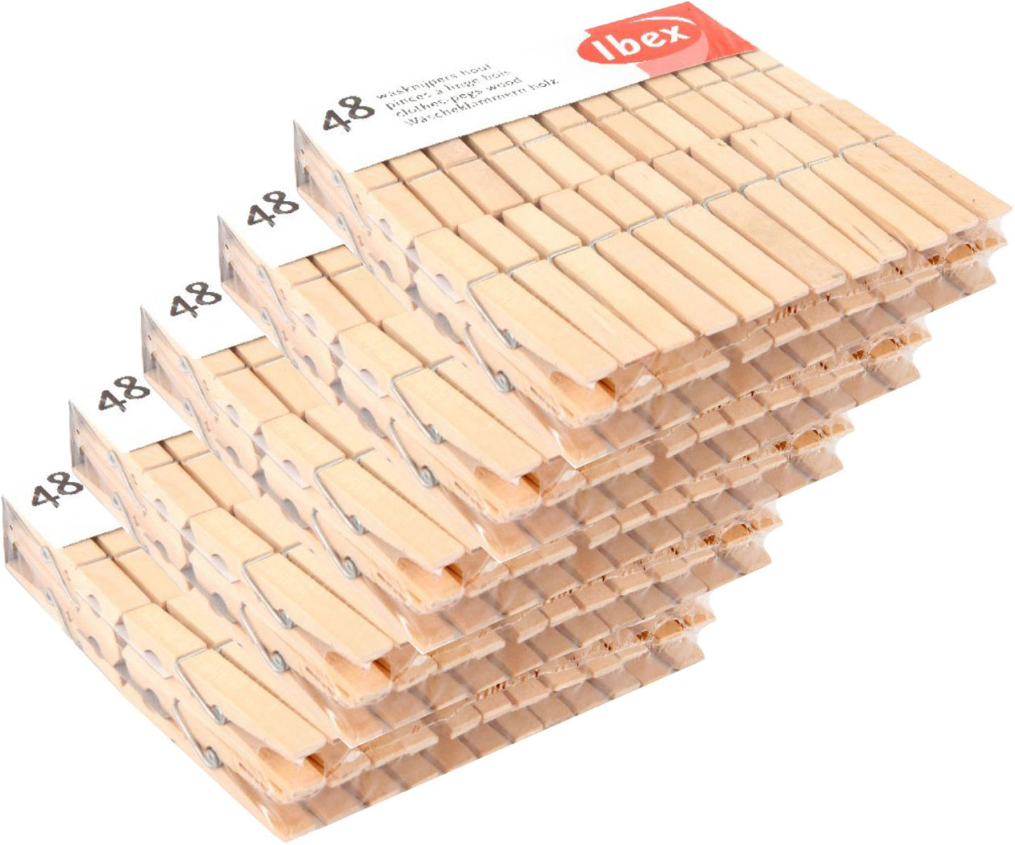 Mollette Stambecco in legno confezione da 5 da 48 pezzi