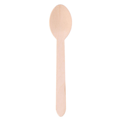 Wegwerp lepel hout 16cm, 50st.