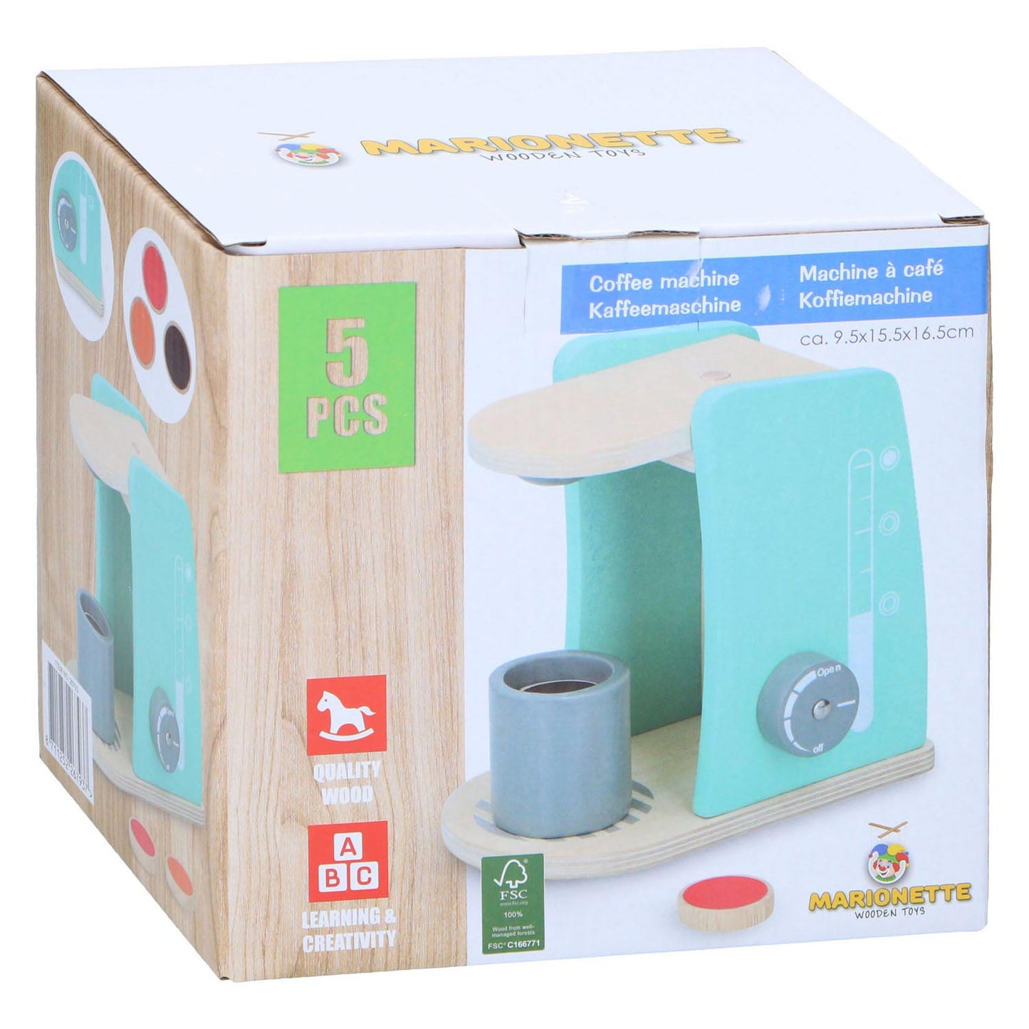 Houten Koffiemachine Set, 9dlg.