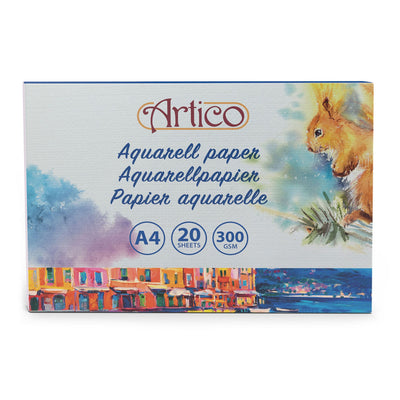 Papel de acuarela blanco, 20 hojas.