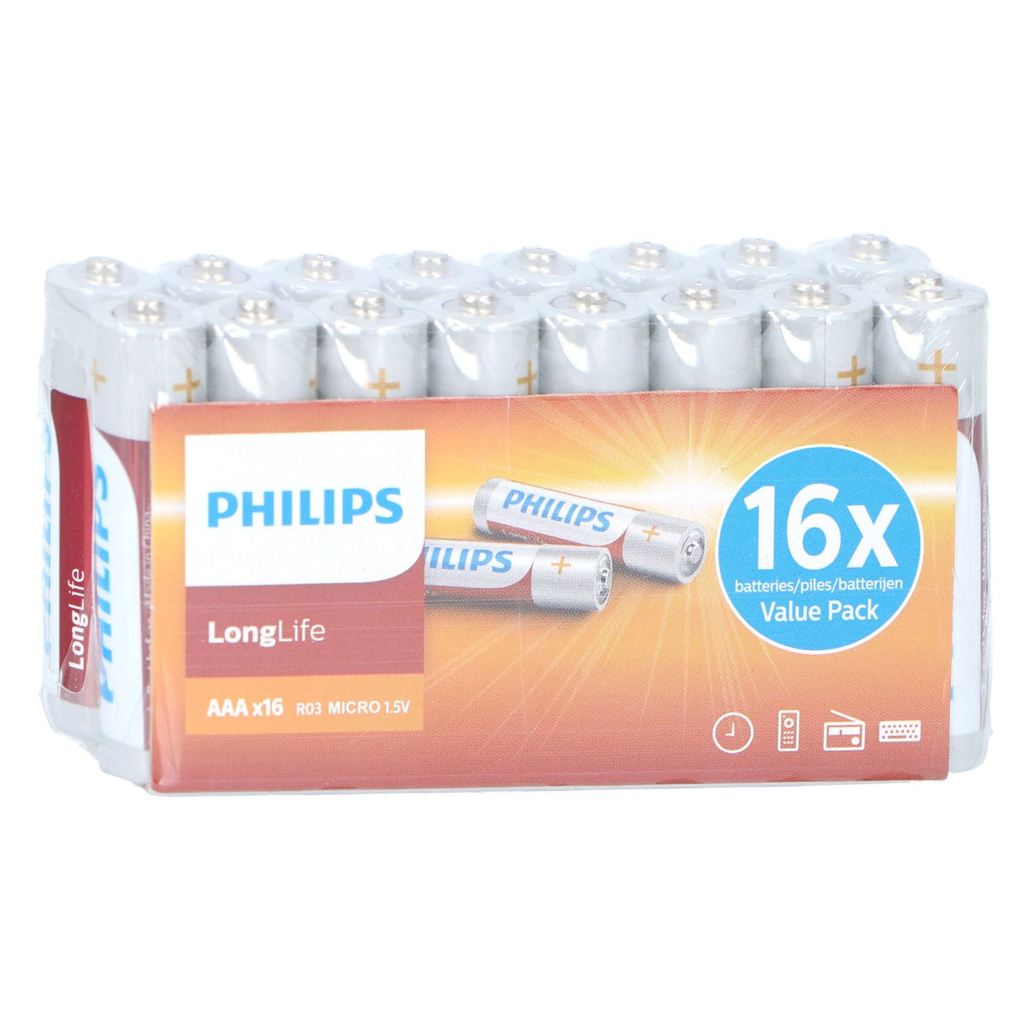 Philips Longlife AAA Battery, 16st.