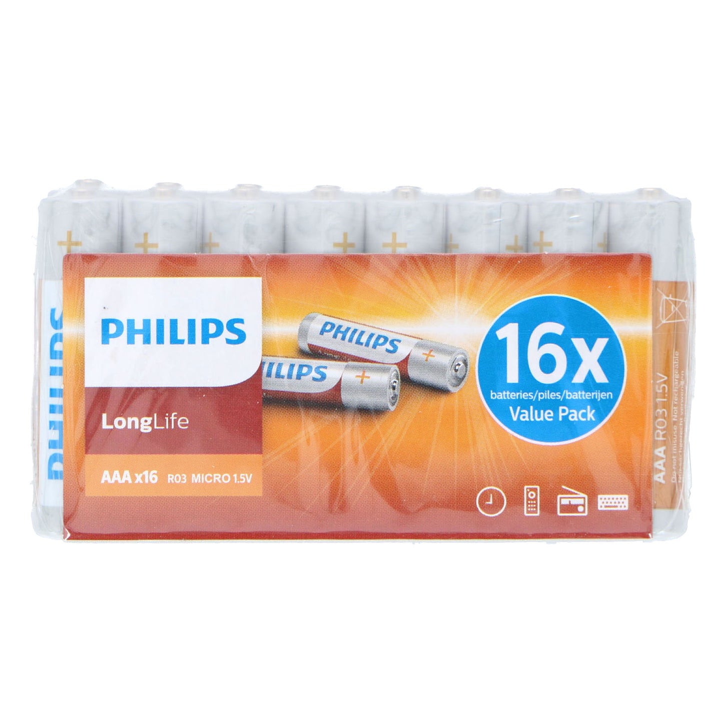 Philips Longlife AAA Battery, 16st.