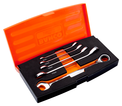 Set di chiavi combinate a cricchetto Bahco da 5 pezzi