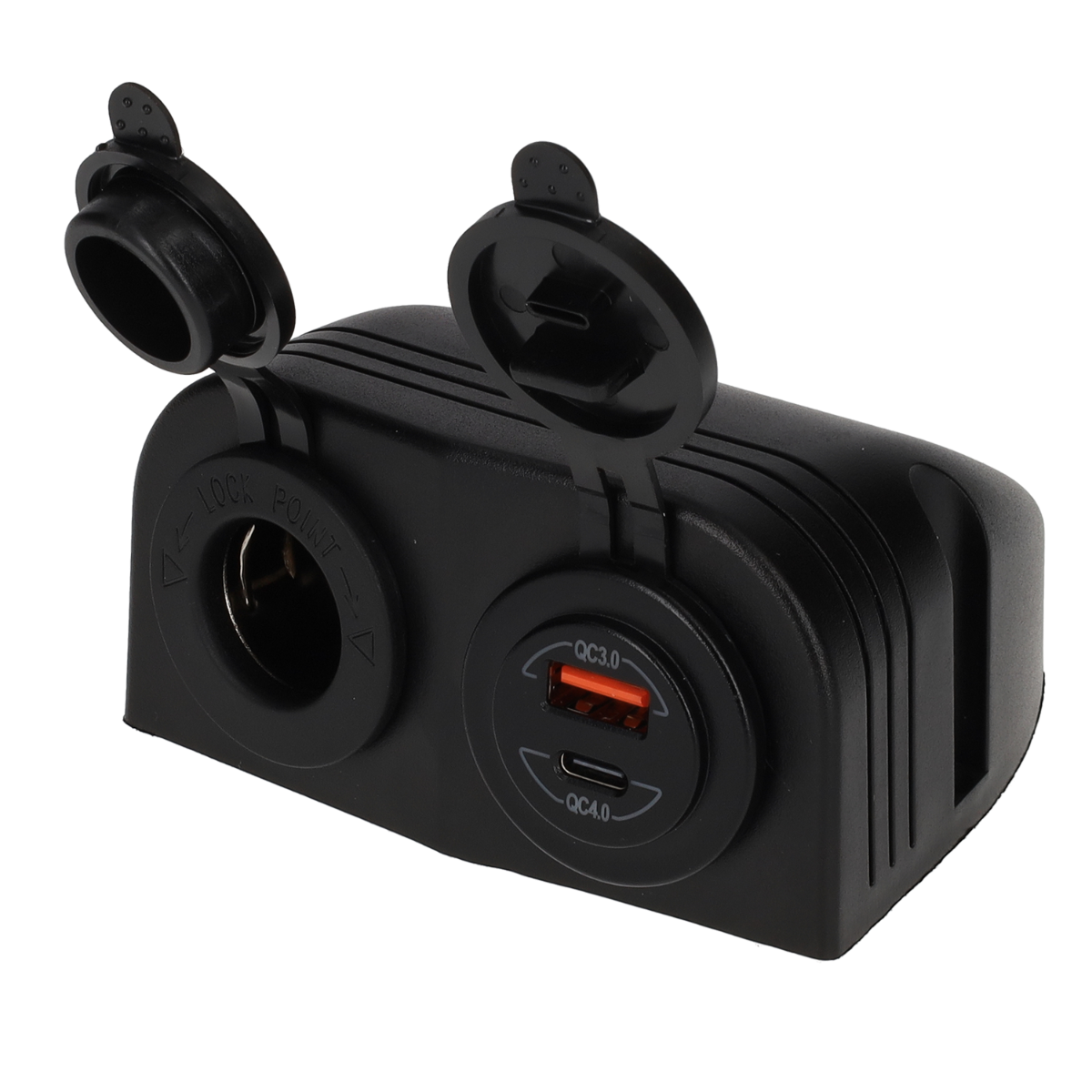 Power line 12 volt contactdoos uni en usb-a + usb-c lader - opbouw