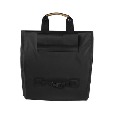 Basil Urban Dry Shopper - waterdichte fietsshopper, vegan leather details, verstelbare sluiting, reflectie, mat zwart