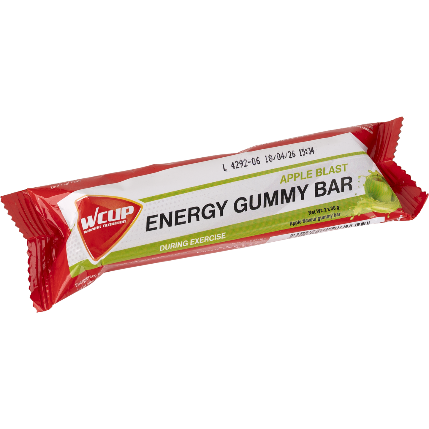 WCUP - Energy Gum Bar Blast de manzana 60 gramos 24 piezas