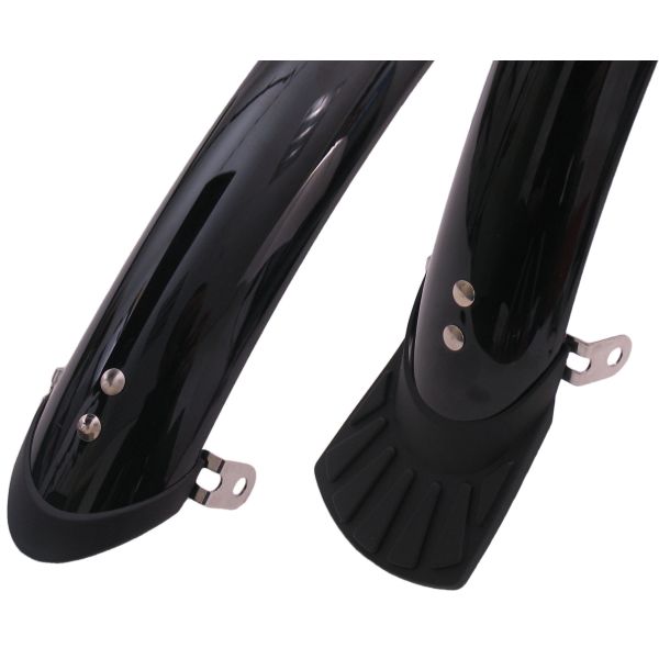 Set di parafango in plastica a ruota solare 28 pollici da 50 mm Black + Raste