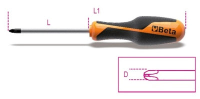 Beta 1262 Destornillador de cabeza cruzada 2x6.0x100