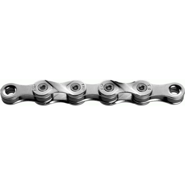 Cadena de bicicleta gris plateada KMC x9