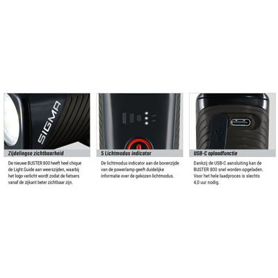 Sigma Charlight Buster 800 Tornillo LED Tornillo -Li -ion Batería USB
