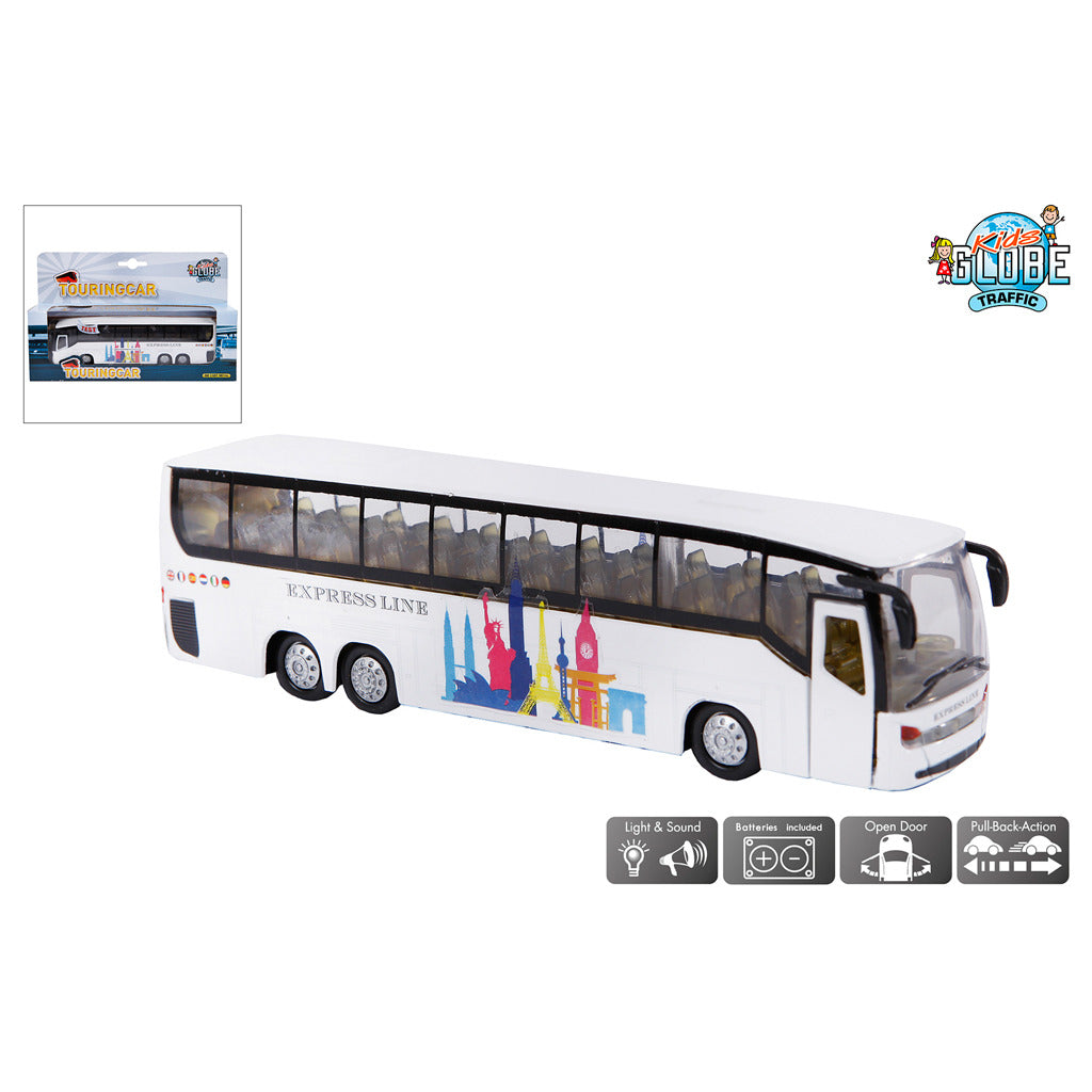 Kids Globe Die Cast Bus con luce e suono, 19 cm