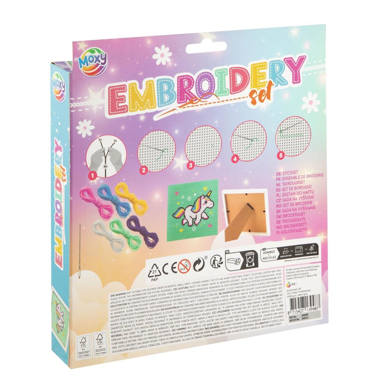 Set ricamo Moxy in cornice 15x15 cm