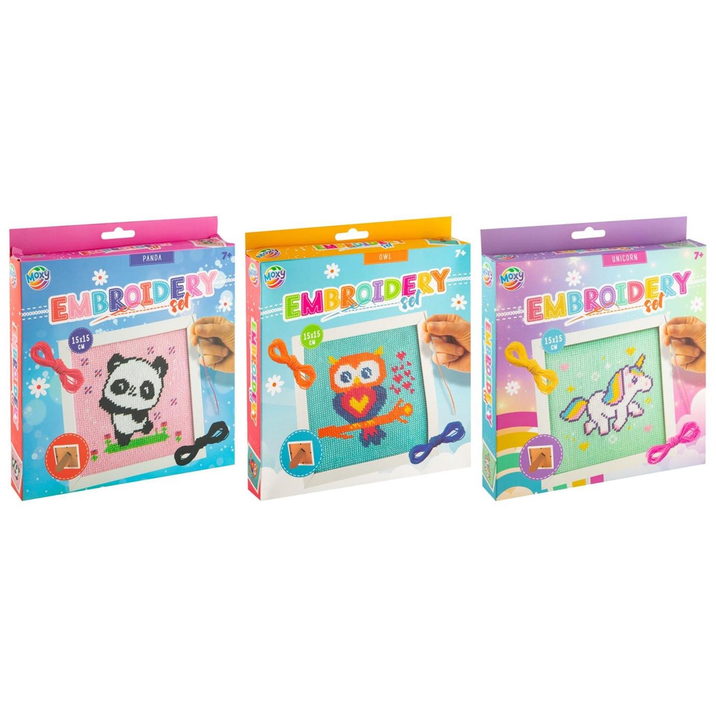 Set ricamo Moxy in cornice 15x15 cm