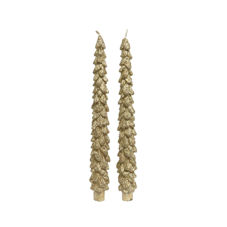 Decoris dinerkaars kerstboom set van 2 stuks goud ø2,1xh25cm