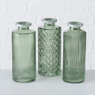 Boltze home jarrón adore vidrio h13cm verde