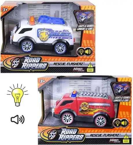 Unidad de bomberos, destripadores de carreteras, coche de policía o bomberos con luz y sonido