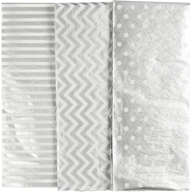 Papel de seda Creativ company, hoja 50x70 cm, 17 gr, plateado, 6 hojas 1 caja
