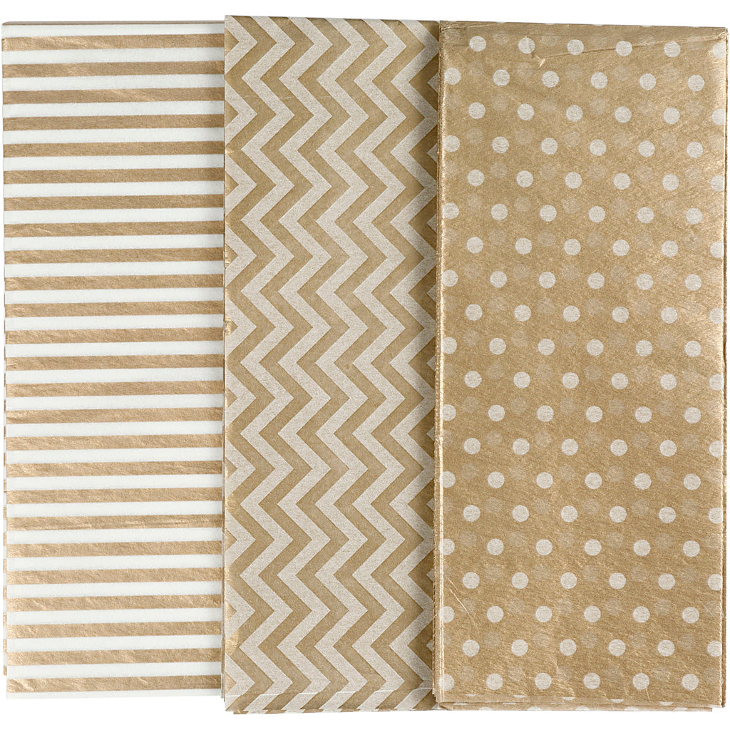 Papel de seda Creativ company, hoja 50x70 cm, 17 gr, dorado, 6 hojas 1 caja
