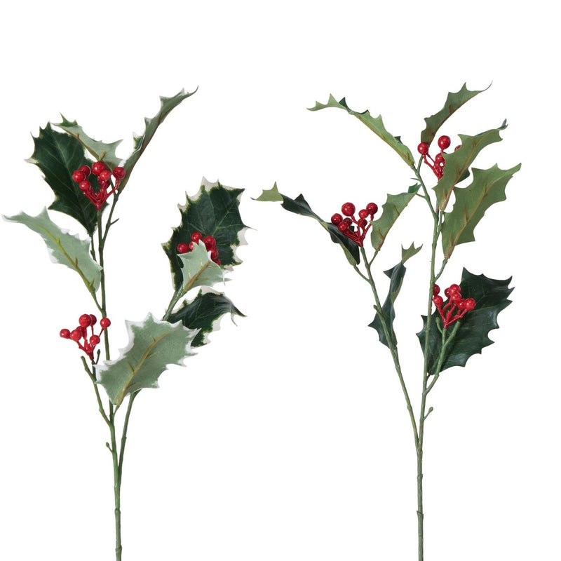 Boltze decorazione per la casa ramo di agrifoglio con bacche rosse h50cm