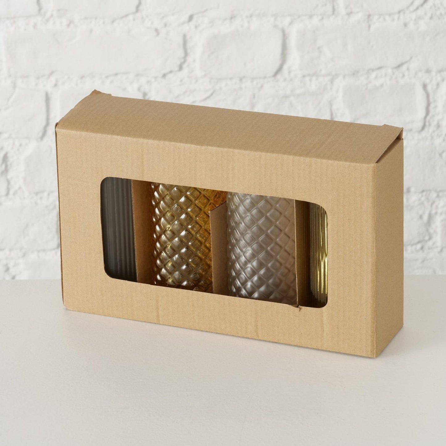 Boltze home vaas panja geel 4-delige set h14cm