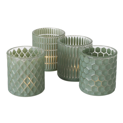 Boltze home portavelas polvoriento ø8xh9cm verde