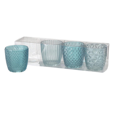 Boltze home juego de portavelas 4 piezas ø7xh7cm azul