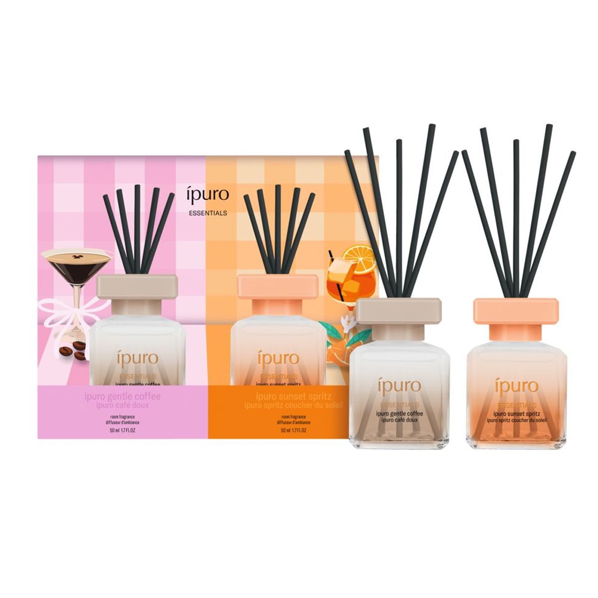 Set diffusore di fragranze Ipuro caffè delicato tramonto spritz 2x50ml