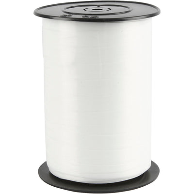 Cadeaulint, b: 10 mm, glossy, wit, 250 m 1 rol