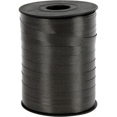 Cadeaulint, b: 10 mm, glossy, zwart, 250 m 1 rol