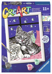 Ravensburger creart sleepy kitties - schilderen op nummer voor kinderen - afbeelding 1