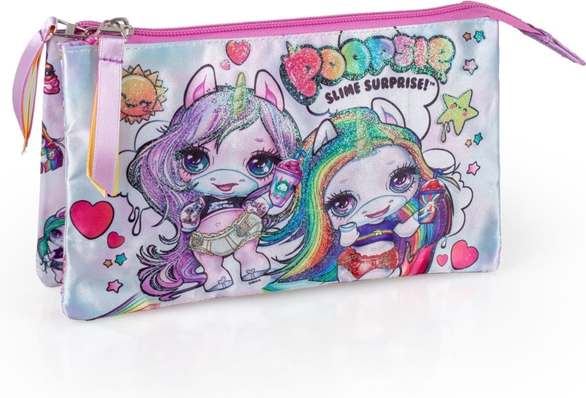 Jim jam estuche poopsie estuche 3 compartimentos con 2 cremalleras
