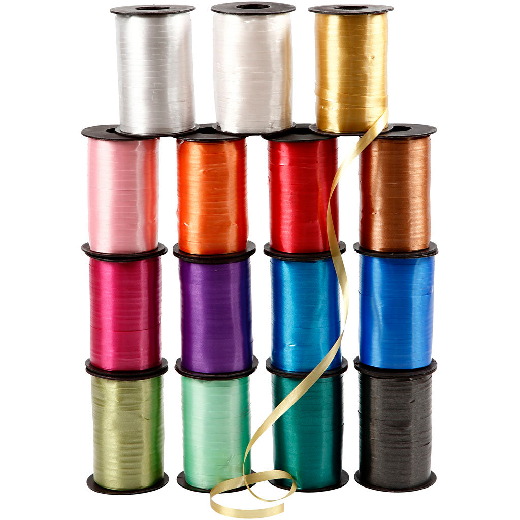 Nastro regalo aziendale Creativ, l: 10 mm, lucido, vari colori, 15x250 m 1 scatola