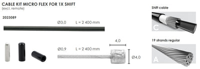 Kit de cable Elvedes Schakel Micro Flex Ø3.2 mm 2400 mm 2500 mm