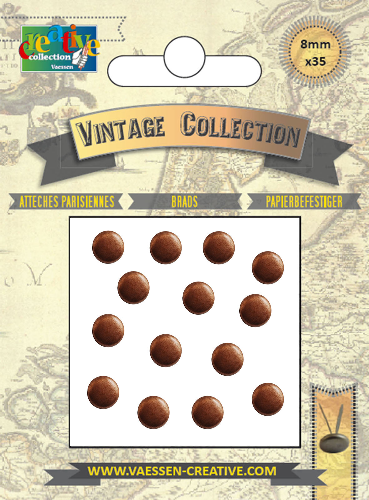 Vaessen creative • coppiglie vintage da 8 mm in rame antico