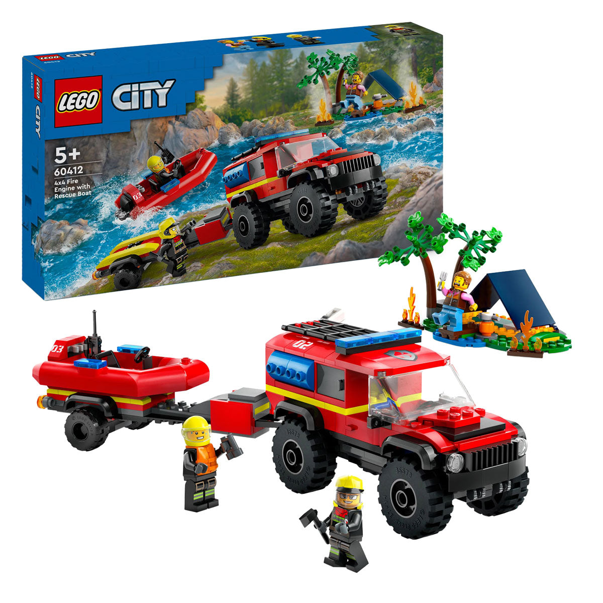 Lego LEGO City 60412 Coche de Bomberos 4X4 con Bote de Rescate