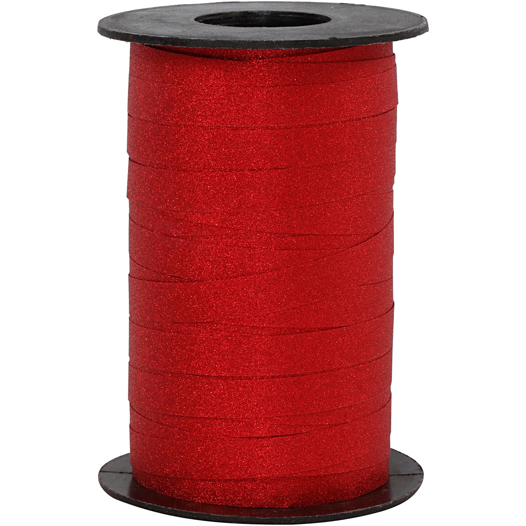 Nastro regalo aziendale Creativ, l: 10 mm, glitter, rosso, 100 m 1 rotolo