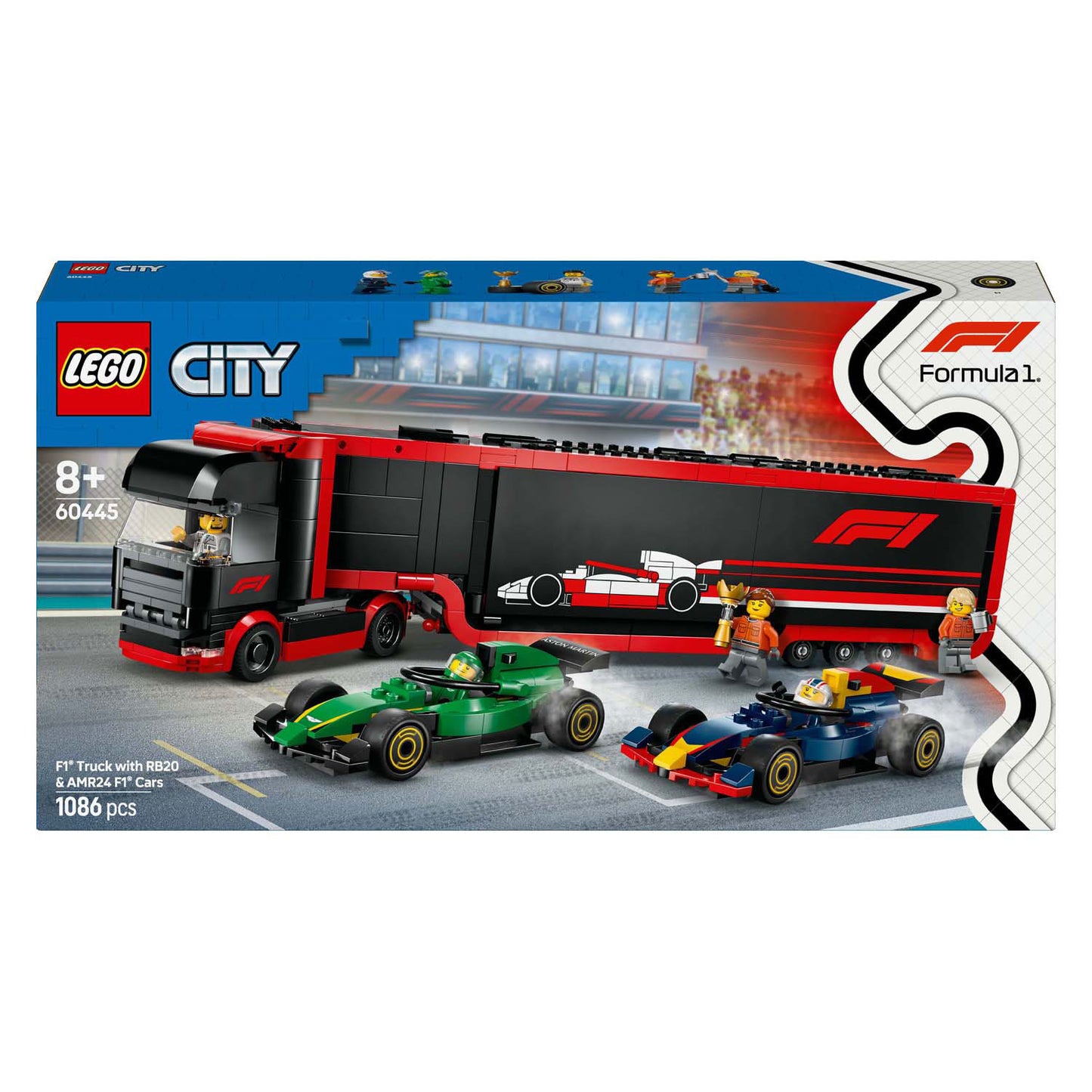 Lego Lego City 60445 F1 Truck con auto RB20 e AMR24 F1