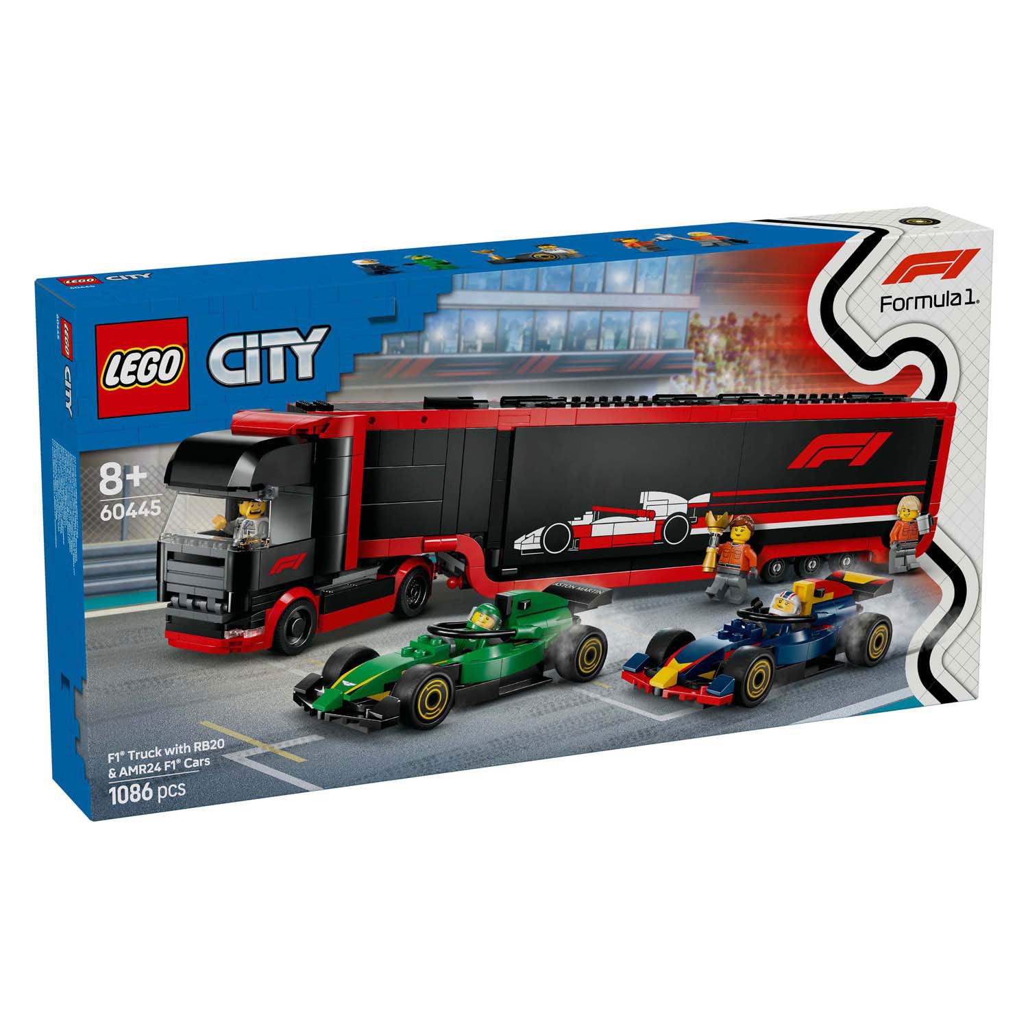 Lego Lego City 60445 F1 Truck con auto RB20 e AMR24 F1