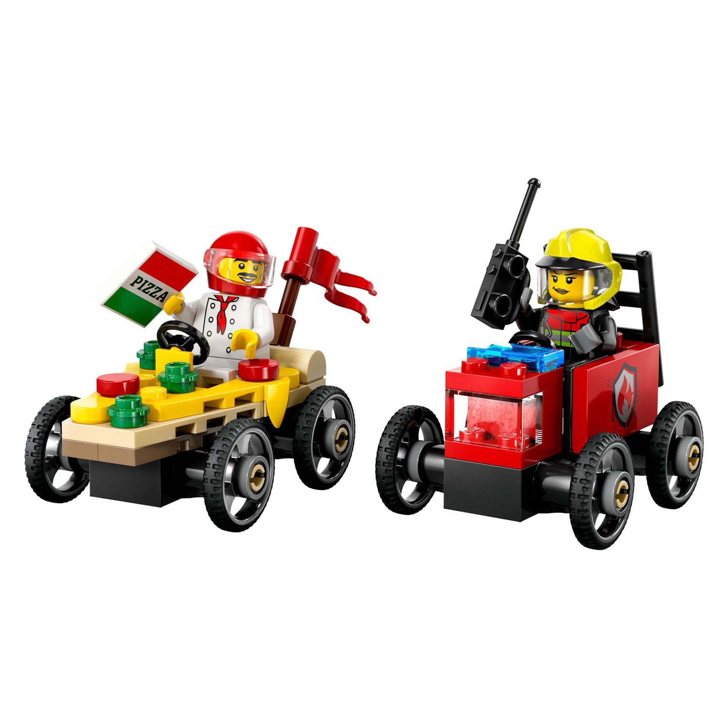 Pacchetto di auto da corsa LEGO LEGO 60458: camion stelo pizza vs. camion dei pompieri