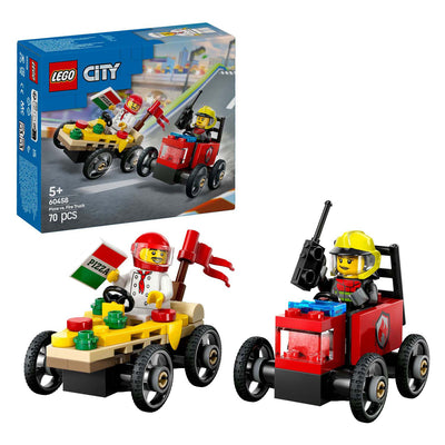 LEGO LEGO CITY 60458 Race Car Pack: Pizza STEM Truck vs. camión de bomberos