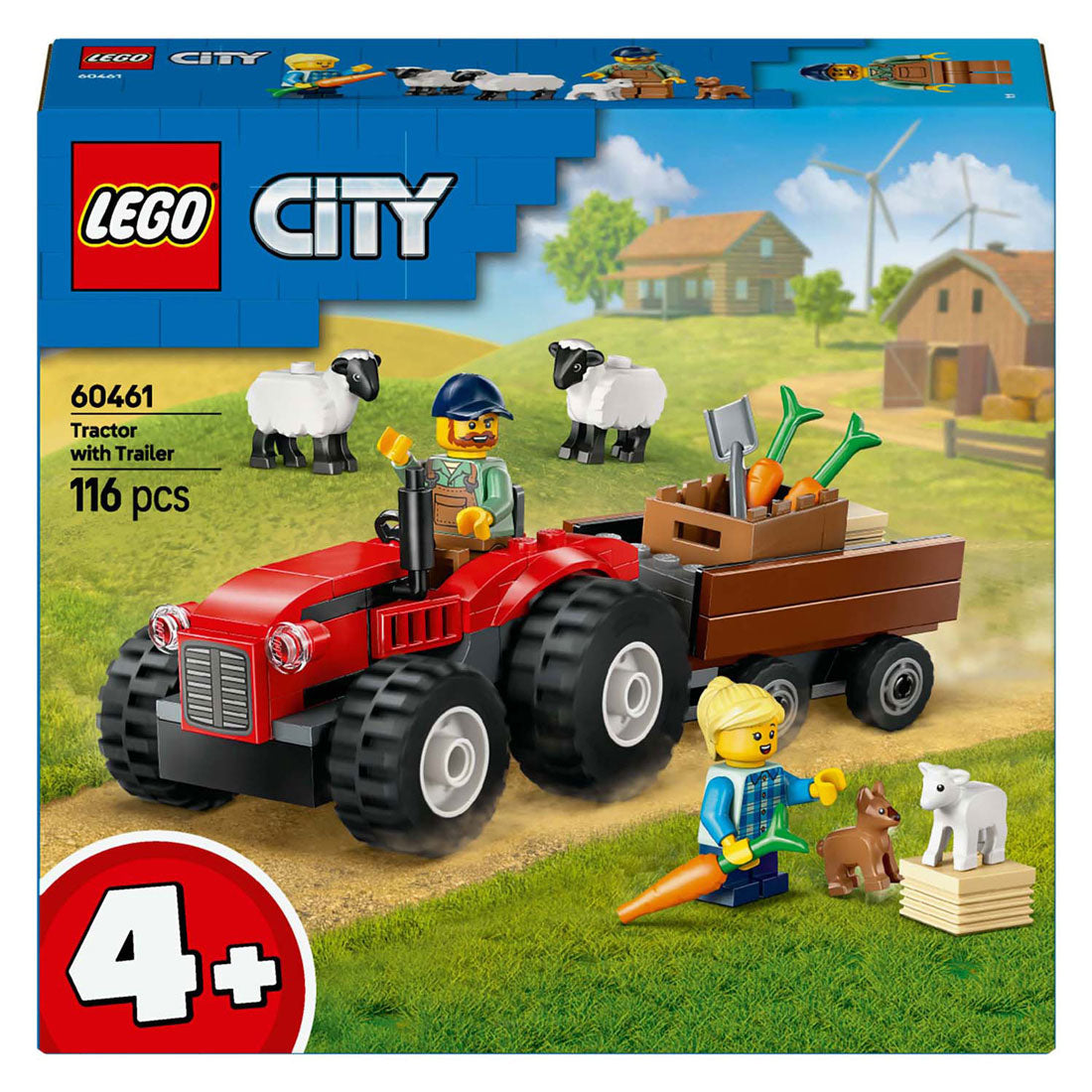 LEGO LEGO CITY 60461 tractor rojo con remolque y oveja