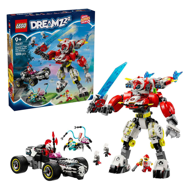 Lego Lego Dreamzzz 71497 Coopers Tijgermecha e Hot Rod Auto di Zero's