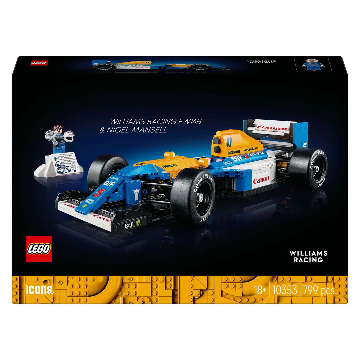 Icone LEGO 10353 Williams Racing FW14B e Nigel Mansell