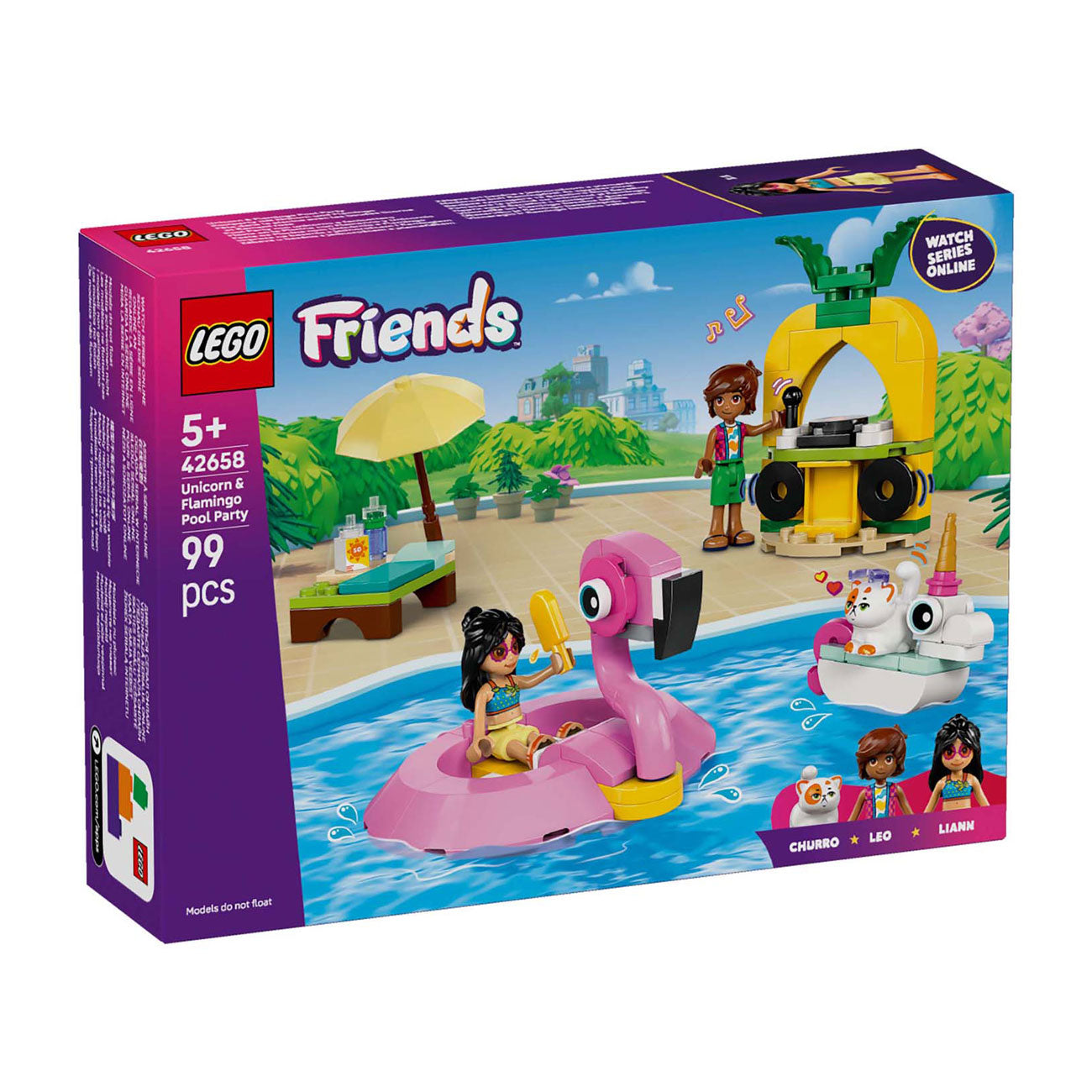 Lego friends - zwembadfeestje met flamingo en eenhoorn constructiespeelgoed (42658)