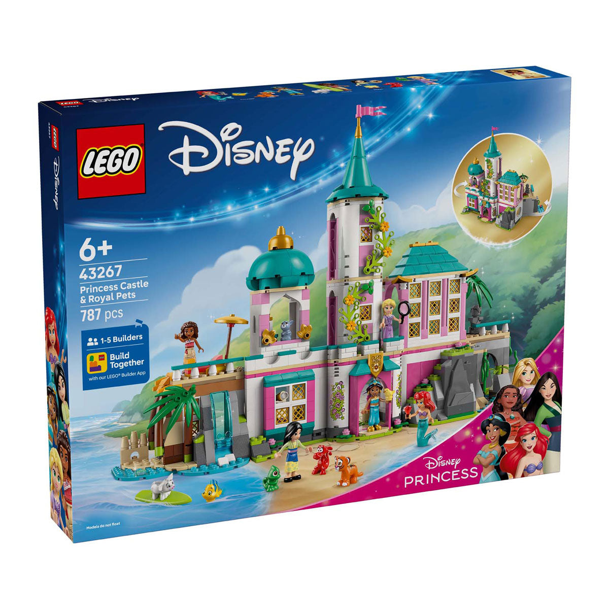 Disney LEGO 43267 Castillo de princesa Princesa y mascotas reales