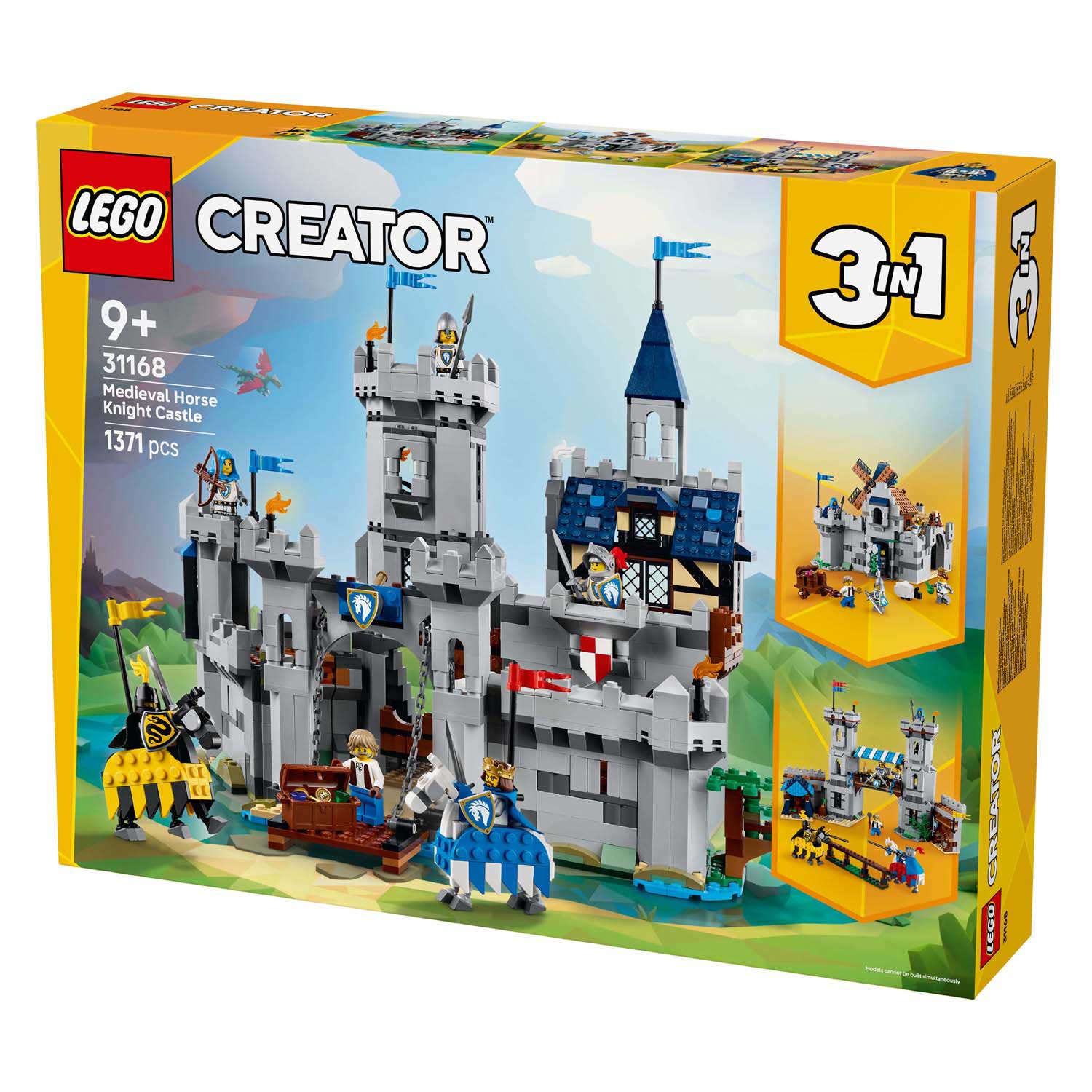 Castello medievale di Lego Creatore 31168 con cavalieri a cavallo