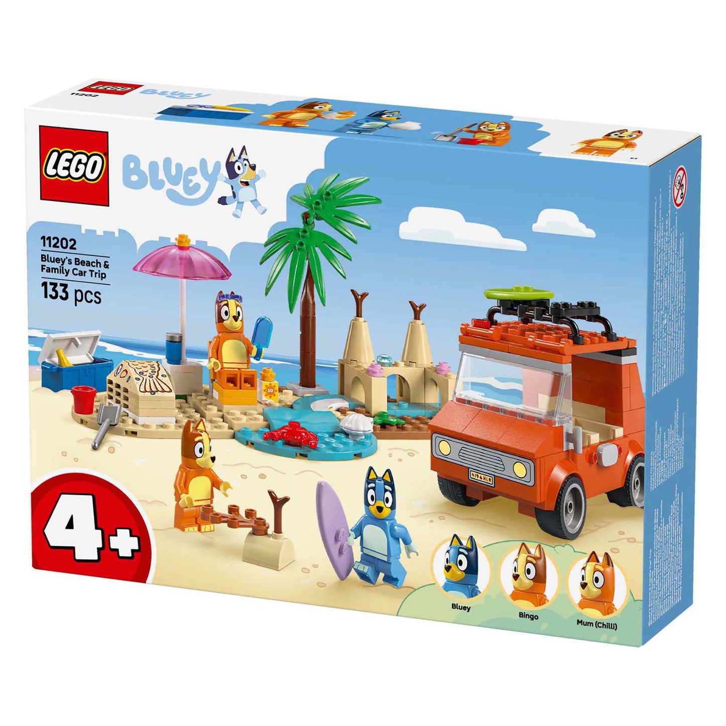 Lego bluey 11202 bluey's autorit naar het strand