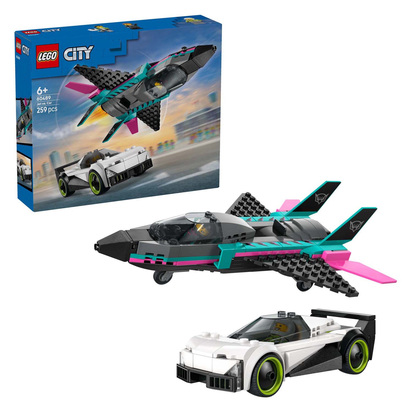 Lego city 60489 avión a reacción versus auto deportivo